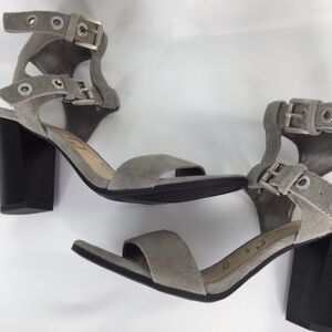 SAM EDELMAN Enya Leather Suede Block Heels Shoes 7